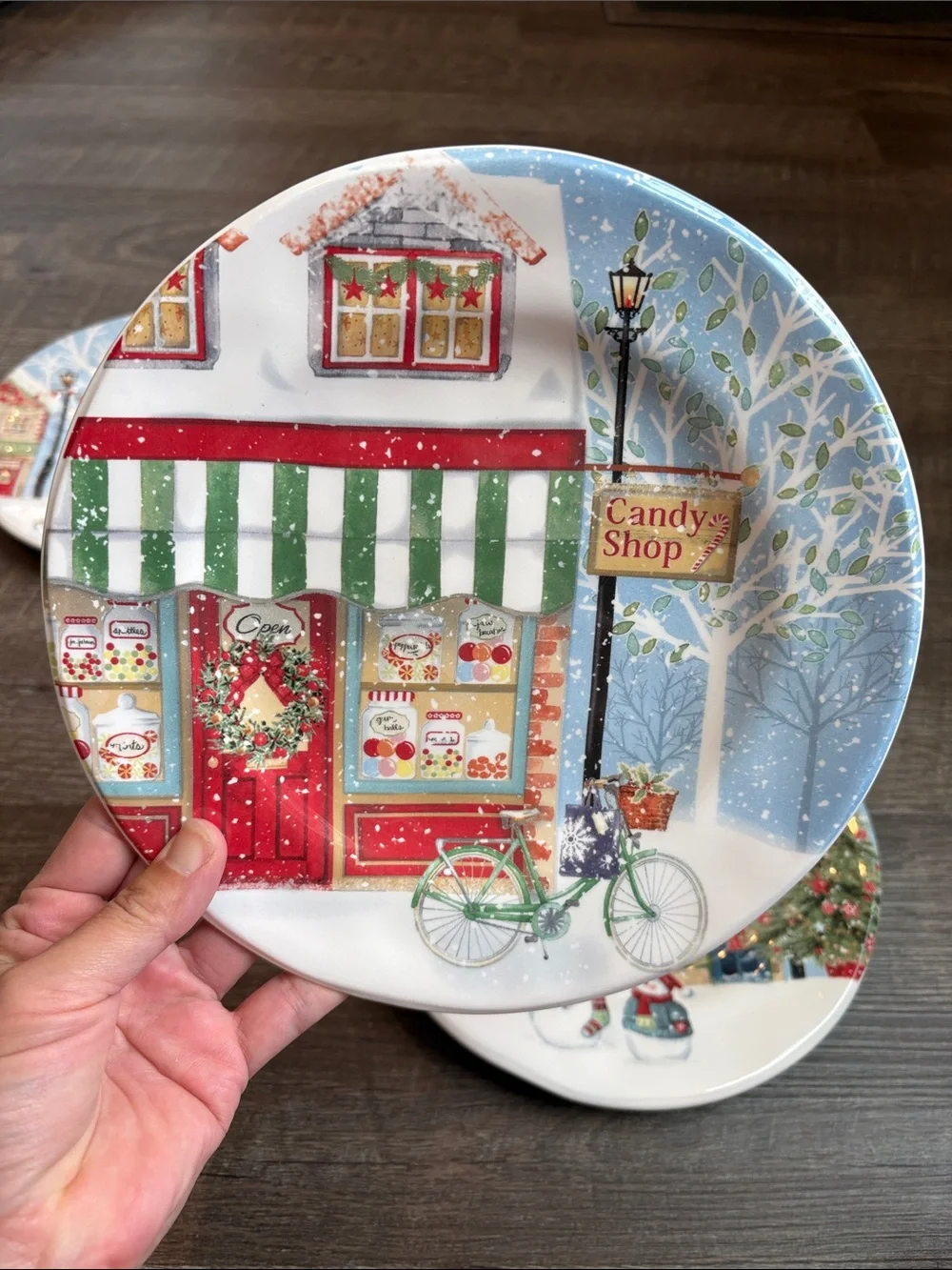 Pier 1 Christmas Village Salad/Dessert Plates Set of 4 Holiday